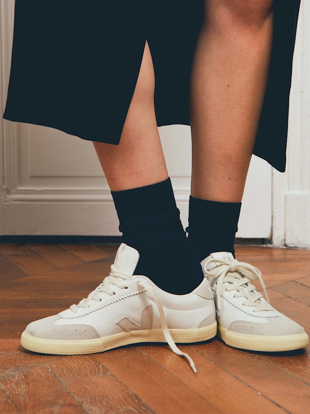 Veja Beige and Cream Suede Low-Top Sneakers
